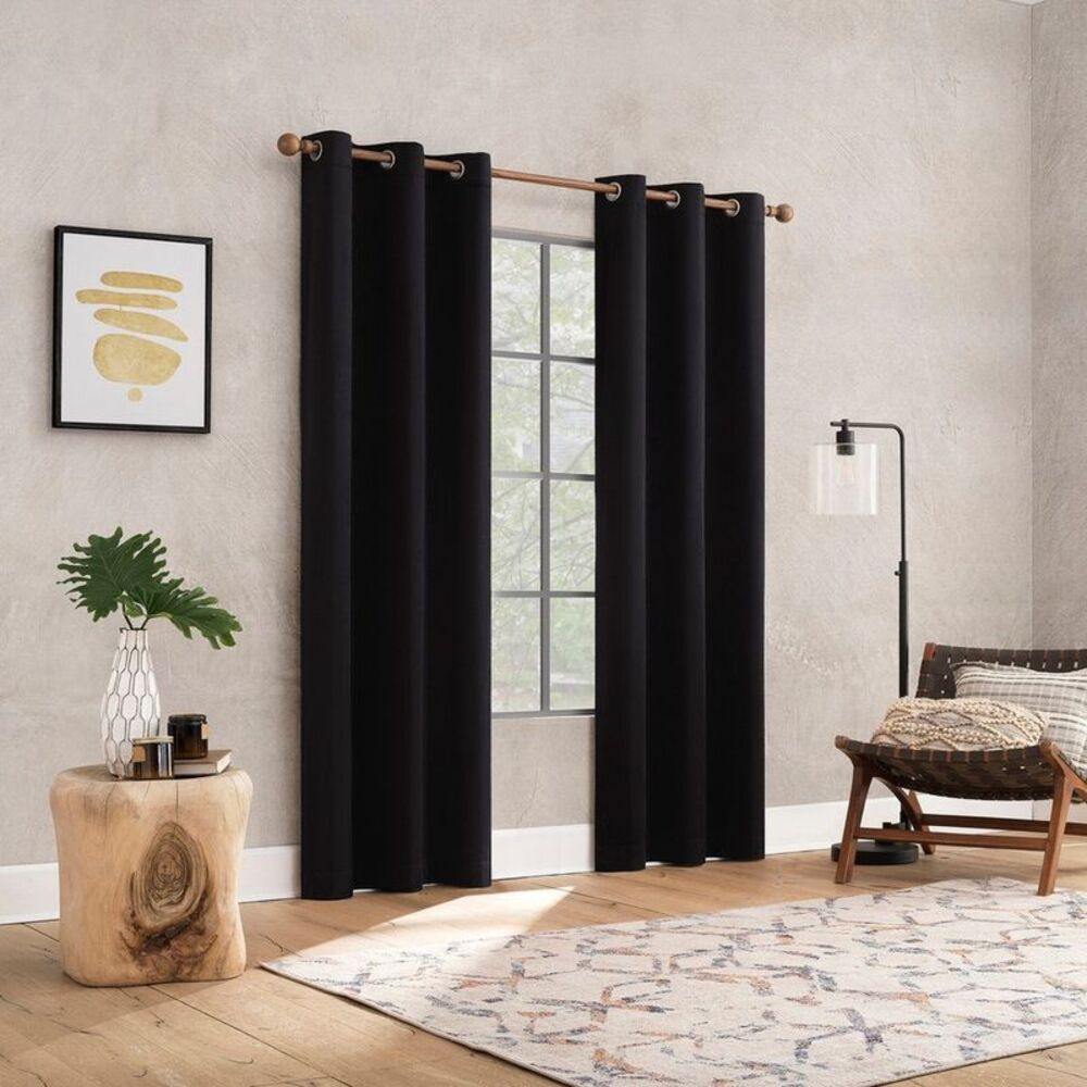 Sun Zero - 40"x84" Sun Zero Brighton Velvet 100% Blackout Gro Black
